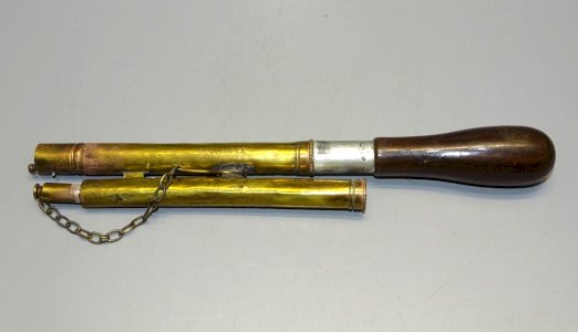 - ANCIENT SOLDERING TOOL BRASS and BEAUTIFUL WOOD HANDLE ANTIQUE TOOL COLLECTION D