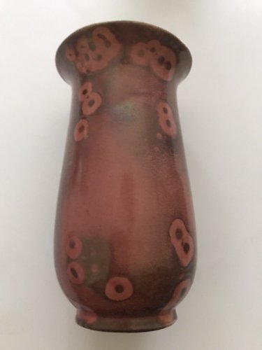 Ancien Paire Vases Art Deco Céramique Émaillée Vintage Ancien Attribué Pointu