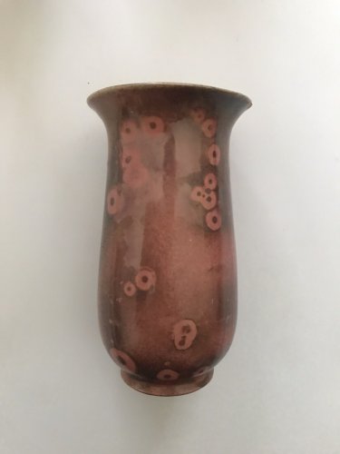 Ancien Paire Vases Art Deco Céramique Émaillée Vintage Ancien Attribué Pointu