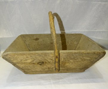 -ANCIEN PANIER DE VENDANGE EN BOIS POIGNEE CHATAIGNER COLLECTION DECO CUISINE  D