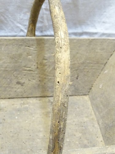 -ANCIEN PANIER DE VENDANGE EN BOIS POIGNEE CHATAIGNER COLLECTION DECO CUISINE  D