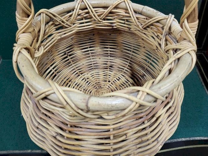 ANCIEN PANIER EN OSIER ET PAILLE IDEAL CHAMPIGNONS