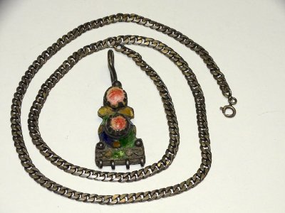 -ANCIEN PENDENTIF Argent testé & CHAINE MAILLES GOURMETTE ARGENT tête Bélier  D