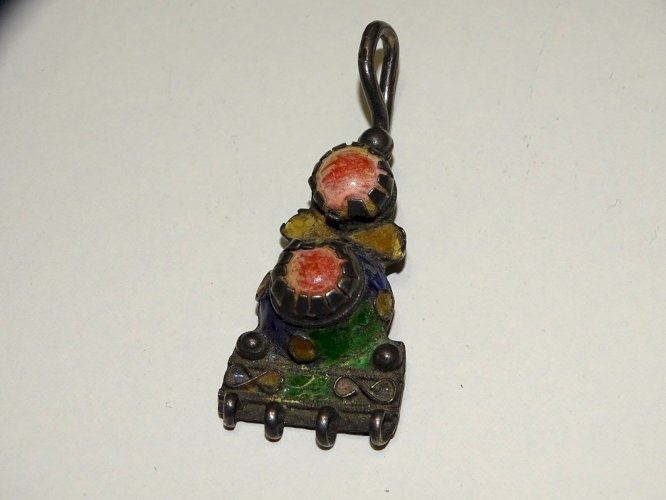 -ANCIEN PENDENTIF Argent testé & CHAINE MAILLES GOURMETTE ARGENT tête Bélier  D
