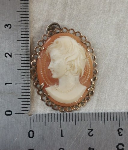 Ancien pendentif camée, en métal argenté