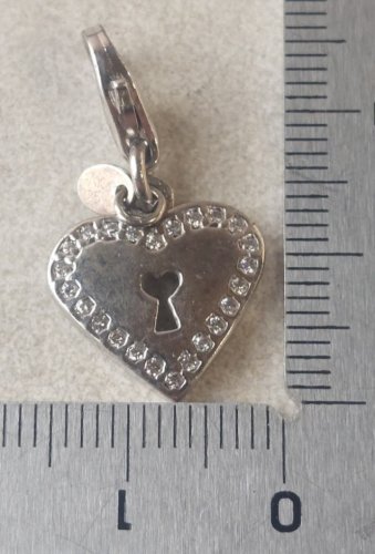 Ancien pendentif /charms, en forme de coeur, GAK, en argent massif ^