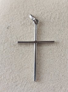Old pendant, religious cross, in solid silver