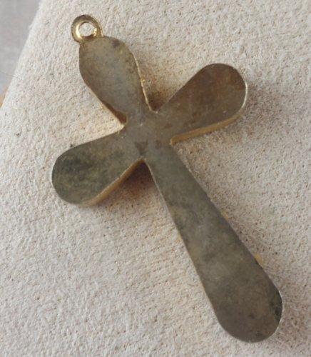 Ancien pendentif, croix religieuse, en micro mosaïque