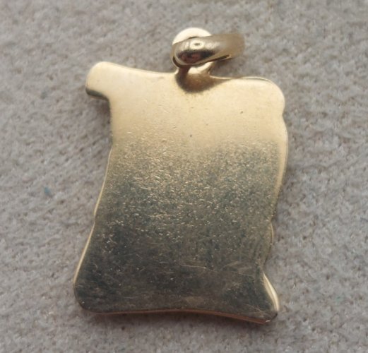 Ancien pendentif, décor signe astrologique gémeaux, en plaqué or