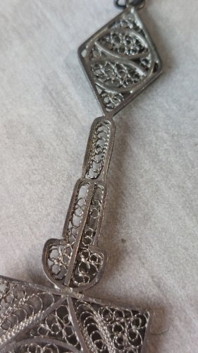 Ancien pendentif en filigrane, ethnique, en argent ^