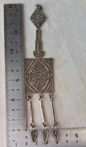 Ancien pendentif en filigrane, ethnique, en argent ^