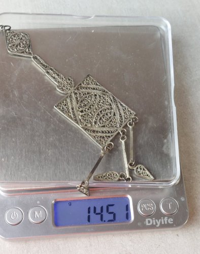 Ancien pendentif en filigrane, ethnique, en argent ^