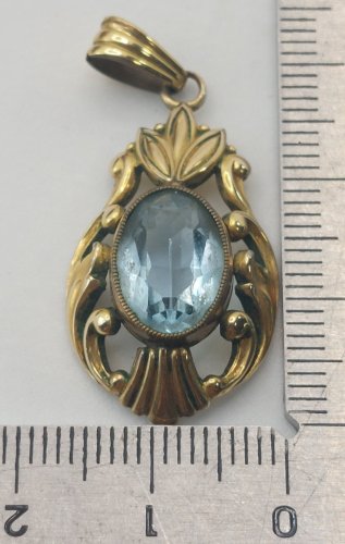 Ancien pendentif, en métal doré, Amerikaner AD Andreas Daub