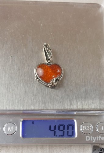 Ancien pendentif, pierre ambre, en argent, Worth & Douglas, vintage