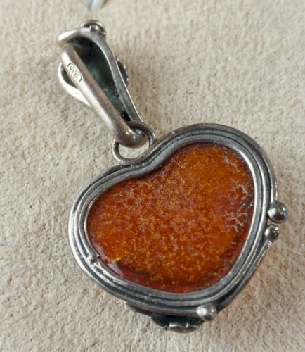 Ancien pendentif, pierre ambre, en argent, Worth & Douglas, vintage