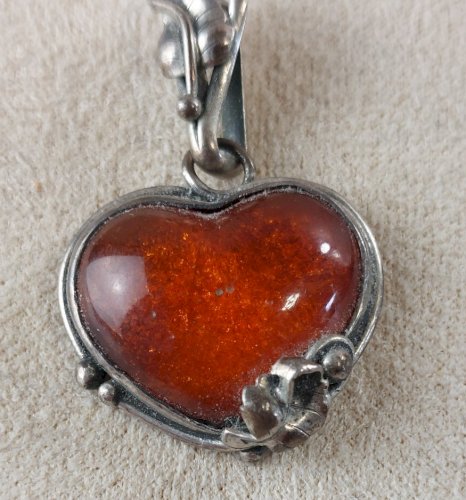 Ancien pendentif, pierre ambre, en argent, Worth & Douglas, vintage