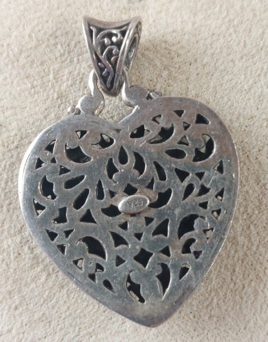 Ancien pendentif, pierre onyx, en argent massif, vintage