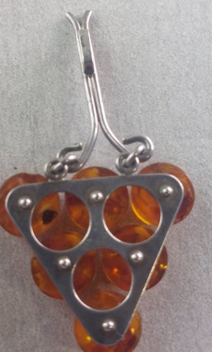 Ancien pendentif, pierres ambre, Fischland Bernstein, en argent, vintage