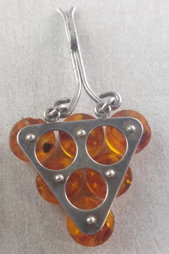 Ancien pendentif, pierres ambre, Fischland Bernstein, en argent, vintage