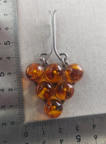 Ancien pendentif, pierres ambre, Fischland Bernstein, en argent, vintage