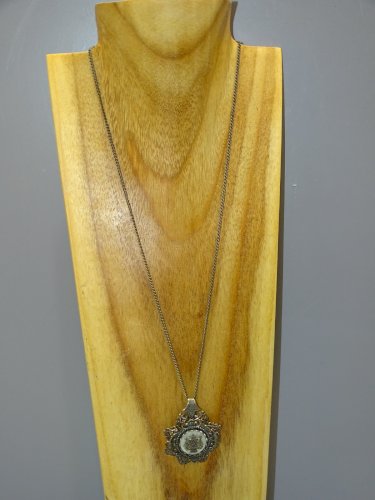 -ANCIEN PENDENTIF SOUVENIR DE BRETAGNE A MA VIE BLASON & CHAINE ARGENT Crabe  D