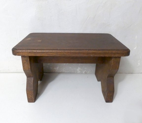 ancien petit Banc en bois chêne massif marche pied vintage