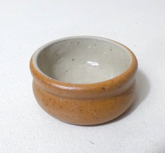 vintage individual small butter dish in stoneware