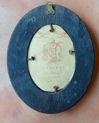 Ancien Petit Cadre Encadrement Miniature bombé Napoléon III Bois Noirci 19 Ème