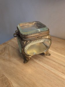 Ancien Petit Coffret Boîte À Bijoux Souvenir Village Suisse Paris 1900