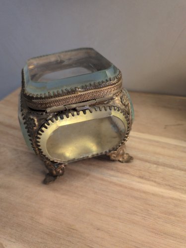 Ancien Petit Coffret Boîte À Bijoux Souvenir Village Suisse Paris 1900