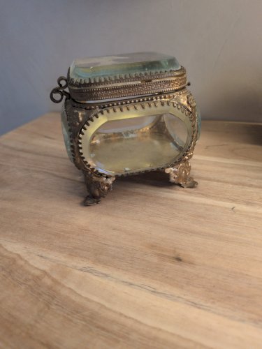 Ancien Petit Coffret Boîte À Bijoux Souvenir Village Suisse Paris 1900