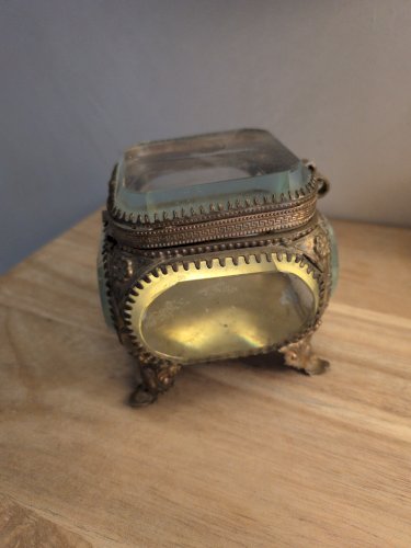 Ancien Petit Coffret Boîte À Bijoux Souvenir Village Suisse Paris 1900