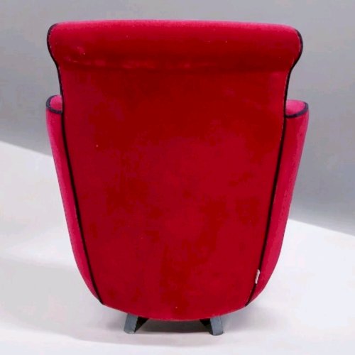 Ancien Petit Fauteuil Design Vauzerelle Velours Rouge
