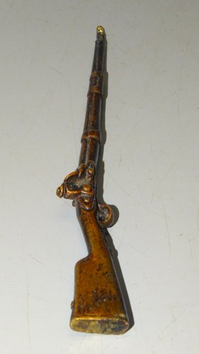 -ANCIEN PETIT FUSIL BRONZE XIXe MINIATURE POUR déco  HORLOGE STATUE  D