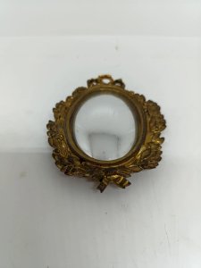 ancien petit miroir a verre arrondi dit de sorcier en bon etat