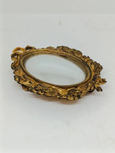 ancien petit miroir a verre arrondi dit de sorcier en bon etat