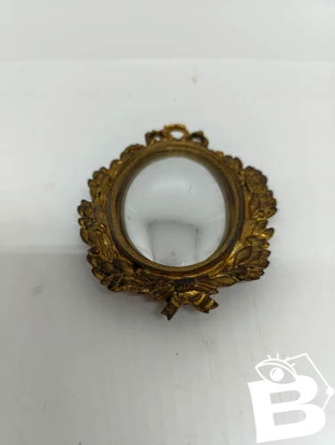 ancien petit miroir a verre arrondi dit de sorcier en bon etat