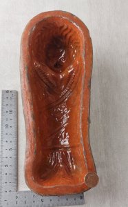 Old small baby mold, glazed earthenware, Soufflenheim Alsace