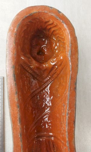 Ancien petit moule poupon / bébé, en terre cuite vernissée, Soufflenheim Alsace