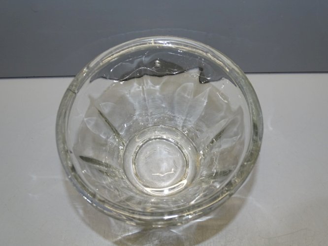 -ANCIEN PETIT POT A CONFITURE EN VERRE EPAIS FORME CONIQUE DECO CUISINE   D