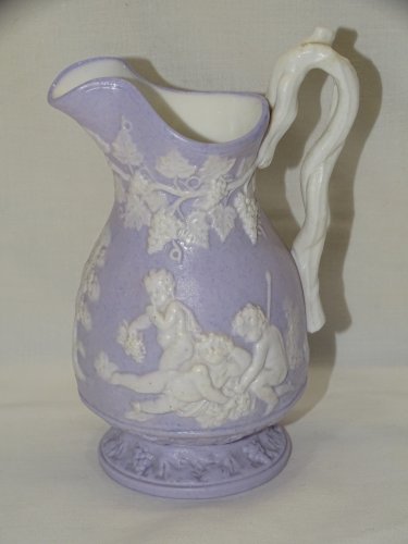 -ANCIEN PETIT POT A LAIT FAÏENCE FINE SAMUEL ALCOCK & Co BACCHANALES CHERUBINS D