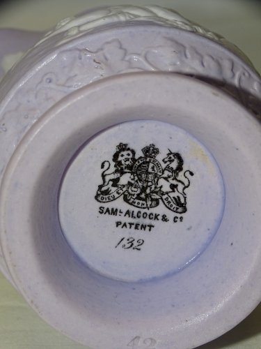 -ANCIEN PETIT POT A LAIT FAÏENCE FINE SAMUEL ALCOCK & Co BACCHANALES CHERUBINS D