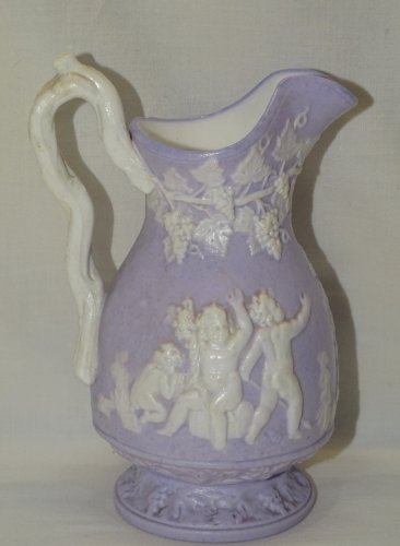 -ANCIEN PETIT POT A LAIT FAÏENCE FINE SAMUEL ALCOCK & Co BACCHANALES CHERUBINS D