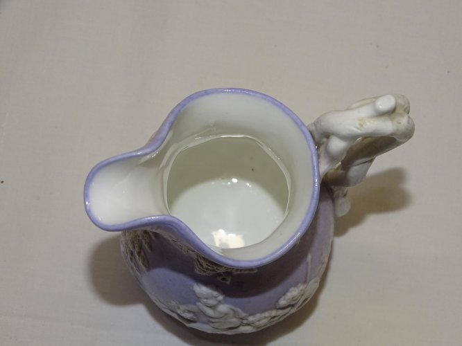 -ANCIEN PETIT POT A LAIT FAÏENCE FINE SAMUEL ALCOCK & Co BACCHANALES CHERUBINS D