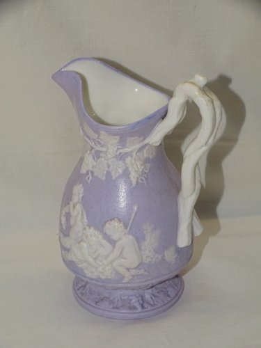 -ANCIEN PETIT POT A LAIT FAÏENCE FINE SAMUEL ALCOCK & Co BACCHANALES CHERUBINS D
