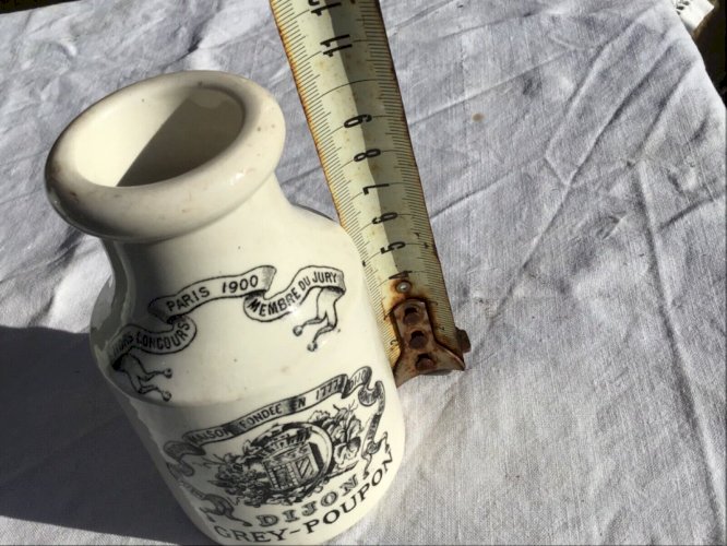 Ancien petit pot a moutarde N°1 Grey Poupon Dijon faience DIGOIN SARREGUEMINES