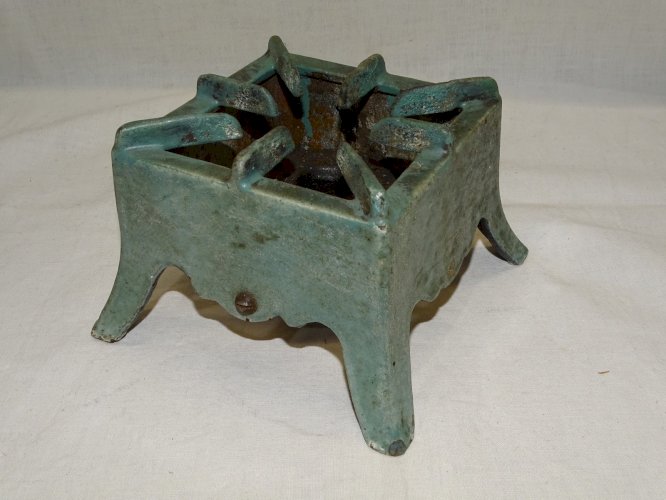 -ANCIEN PETIT RECHAUD EN FONTE EMAILLEE COULEUR VERTE JUS DE GRANGE COLLECTION D