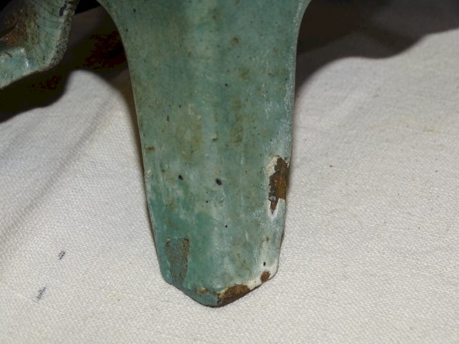-ANCIEN PETIT RECHAUD EN FONTE EMAILLEE COULEUR VERTE JUS DE GRANGE COLLECTION D