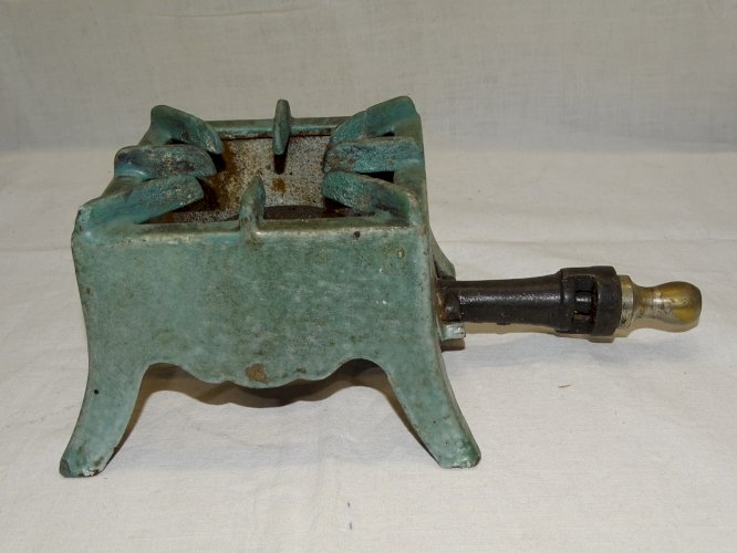 -ANCIEN PETIT RECHAUD EN FONTE EMAILLEE COULEUR VERTE JUS DE GRANGE COLLECTION D