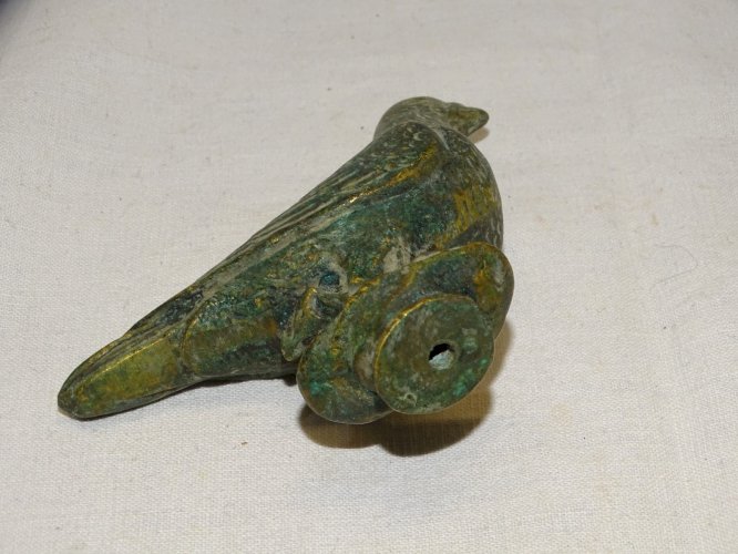 -ANCIEN PETIT SUJET PIGEON BRONZE  OBJET DE VITRINE DECO PENDULE COLLECTION
